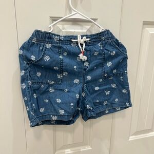 Blue Floral Denim Shorts